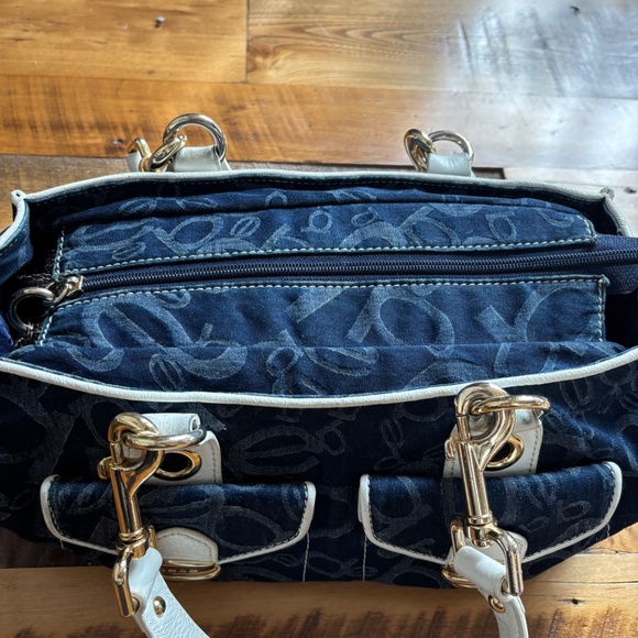 Bebe Las Angeles Purse/Handbag Denim Y2K Bag With Leather and Charms - Picture 8 of 13
